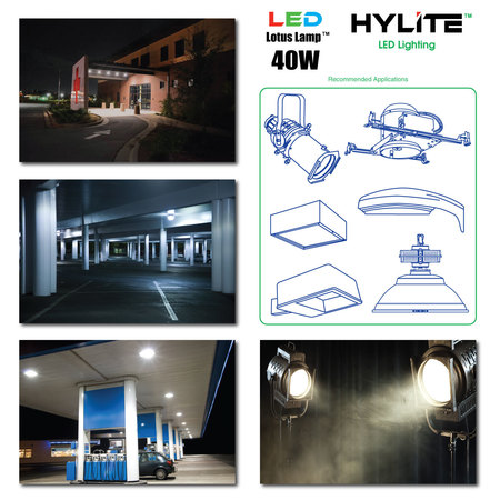 Hylite LED Lotus Repl for 200W HID, 40W, 5600 L, 3000K, E39, DIM. Spot HL-LS-40WD-E39-30K